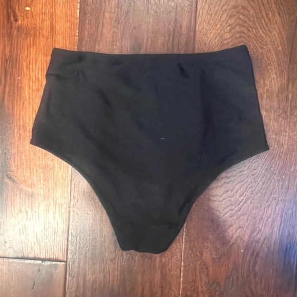 AMERICAN APPAREL SWIM WOMEN’S HIGH-RISE BIKINI BOTTOMS, SIZE LARGE, BLACK - Picture 2 of 5